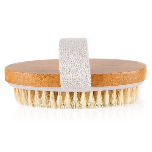 Oval bamboo massage brush for smooth healthy skin