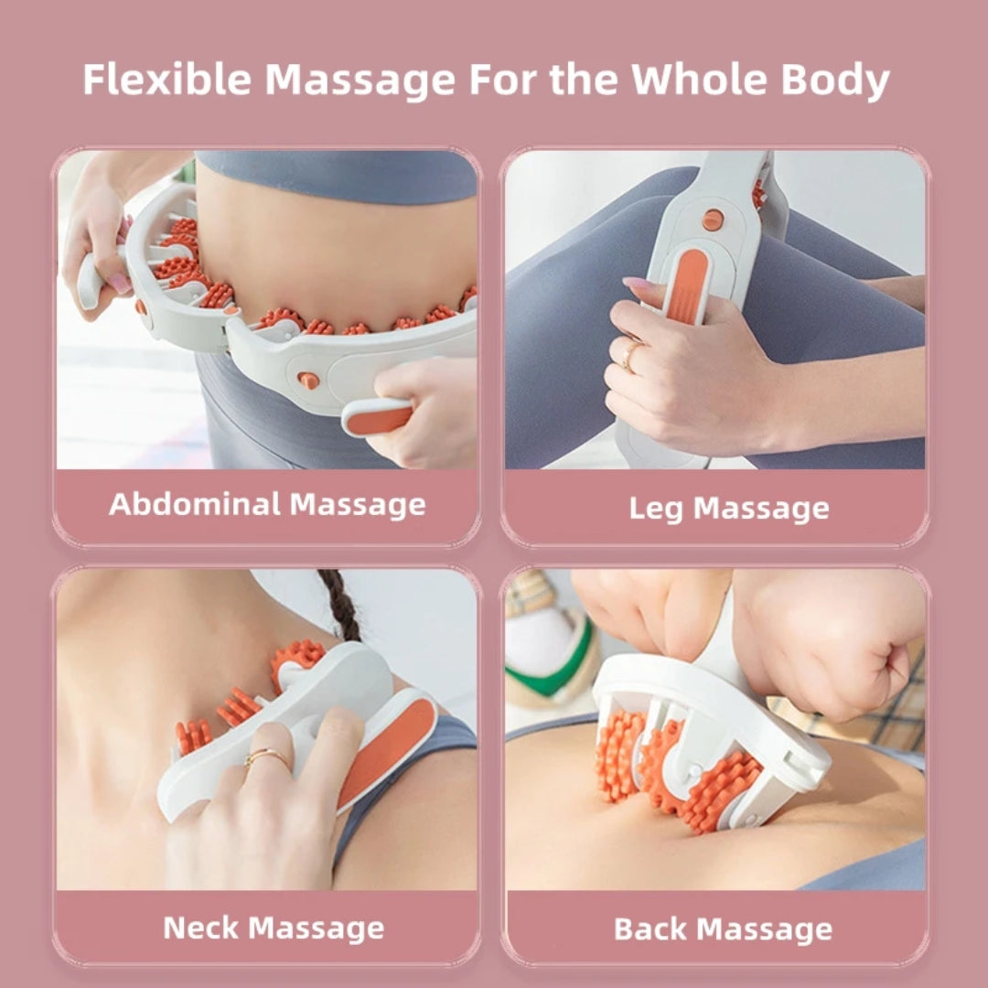 Massage tool being used for abdominal, leg, neck, and back massages
