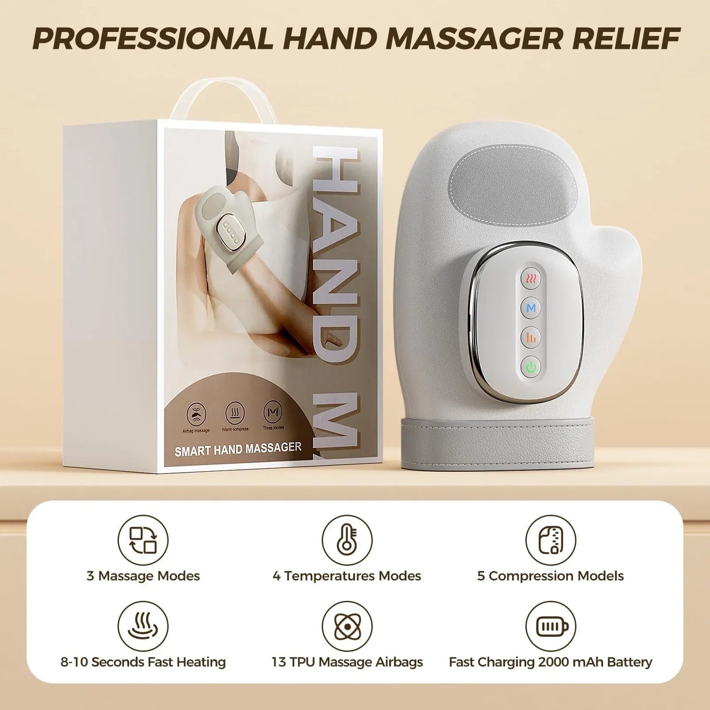 Wireless Electric Glove Hand Massager – Kneading Rollers for Wrists, Fingers & Palms