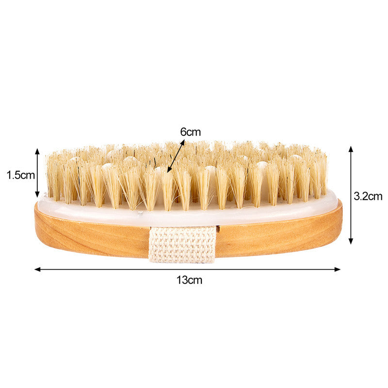 Natural bristle body scrubber with cotton strap