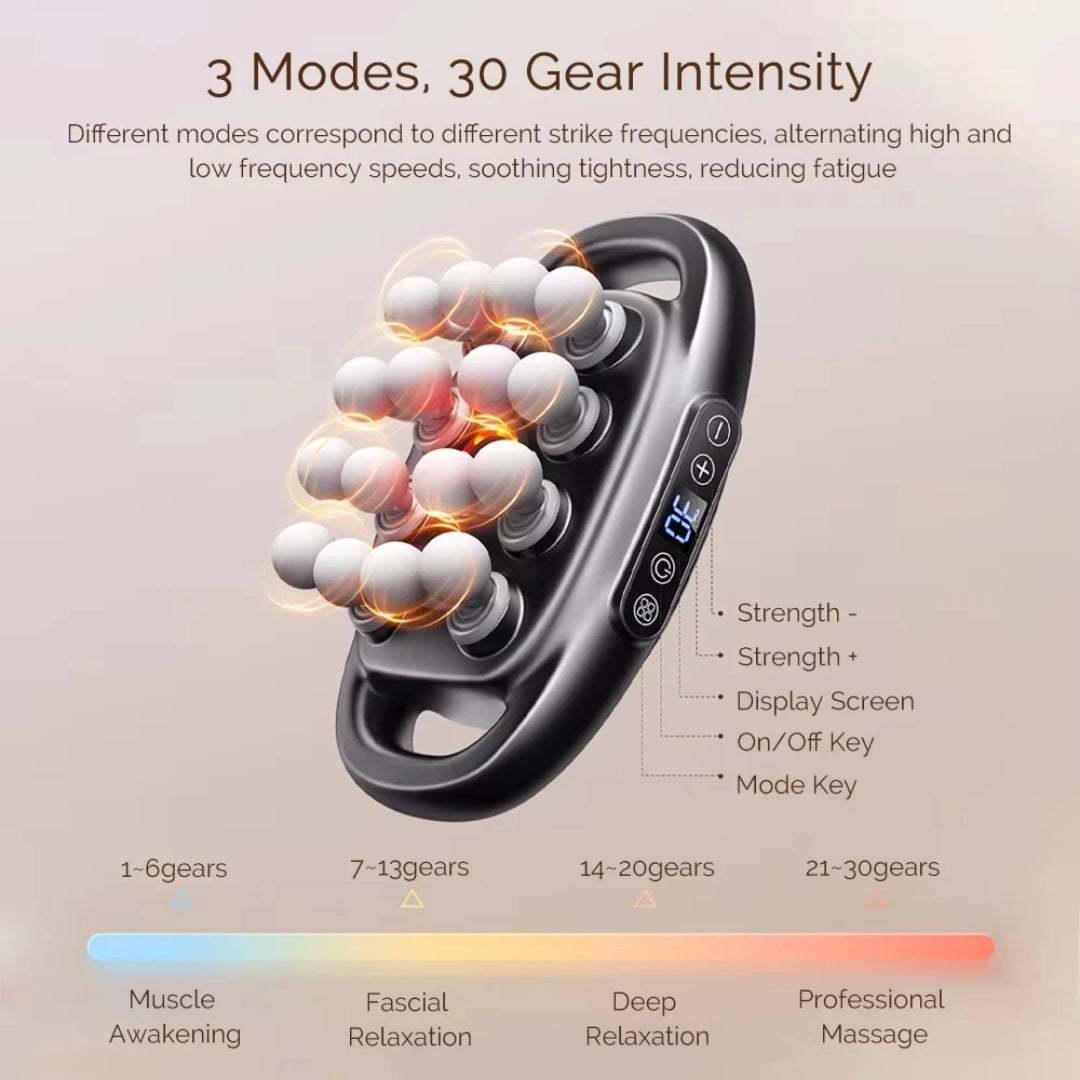 16-Head Deep Tissue Fascia Massager – Full-Body Handheld Muscle Relaxation with Adjustable Power Levels
