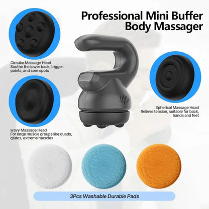 Handheld Mini Orbital Buffer Massager – Adjustable Multi-Speed Vibration Device for Full-Body Relaxation