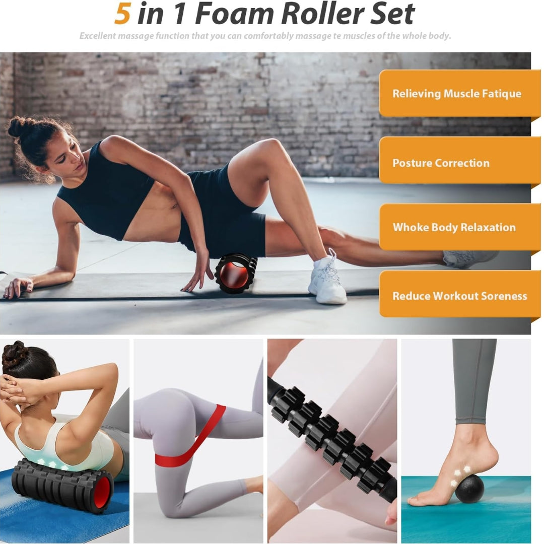 

Walnut foam roller set for stretching and mobility