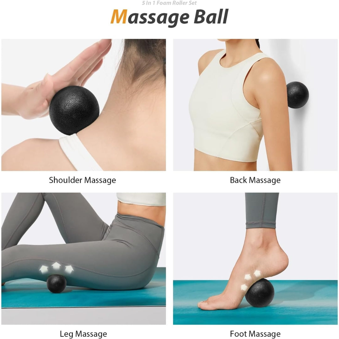 

Compact foam roller set for gym and travel