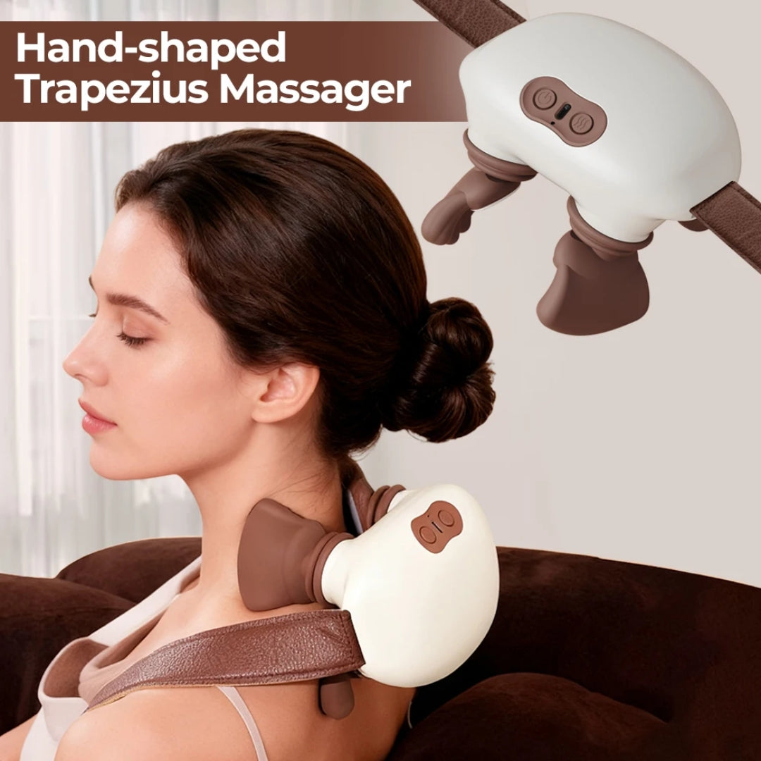 Bionic Neck & Shoulder Massager – Heated Wireless Kneading Device with Contoured Fit & 3-Level Modes