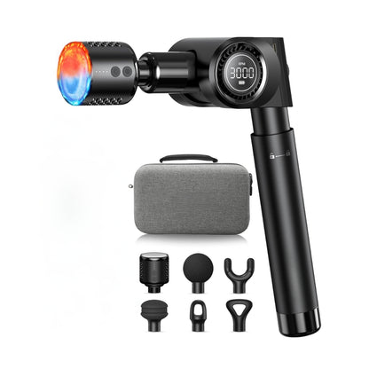 Deep tissue percussion massage device with long handle