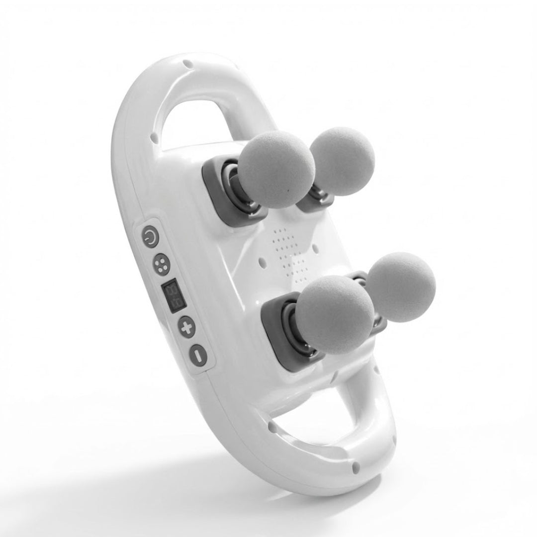 Four-head percussion massager in black