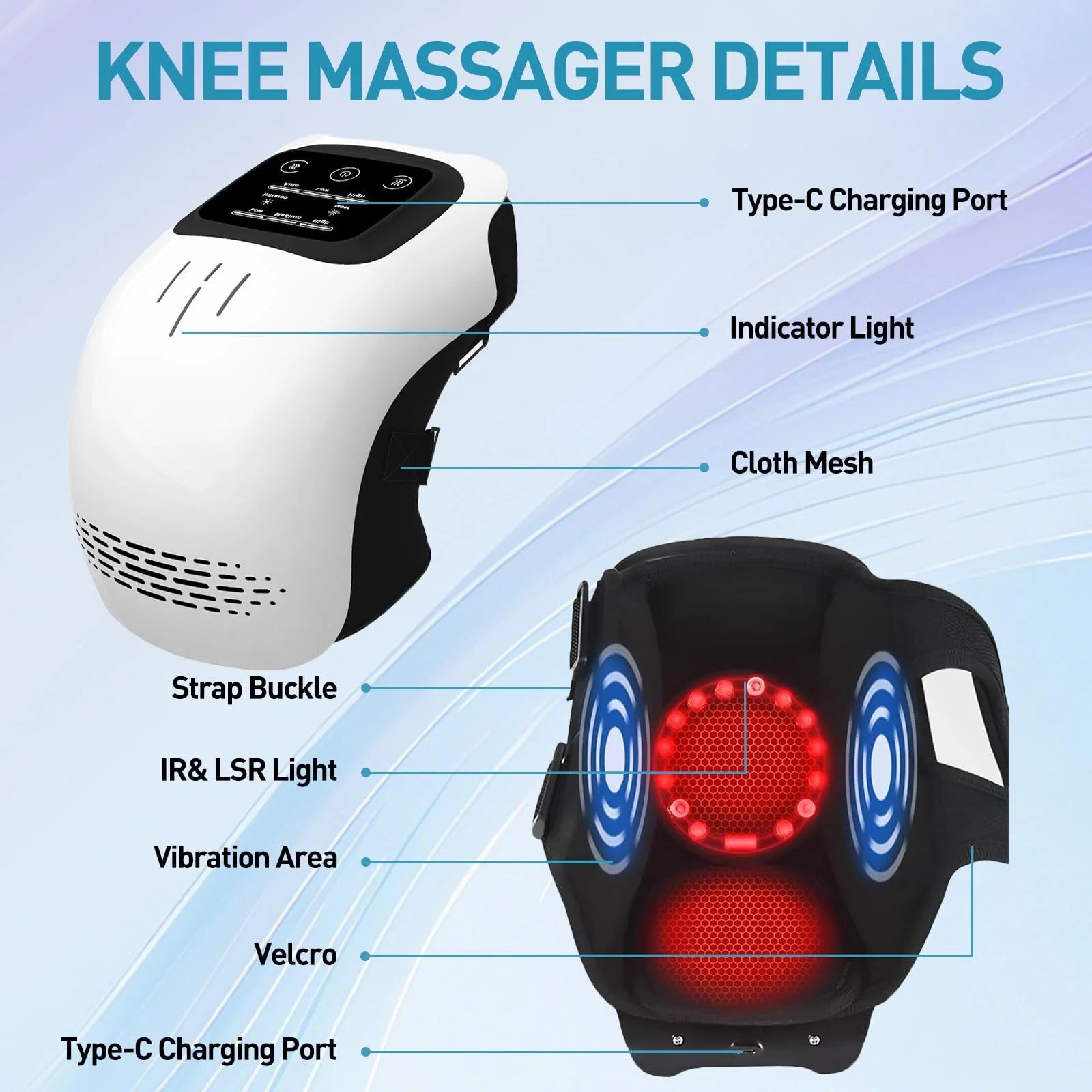 

Rechargeable heat therapy massager for joint relaxation