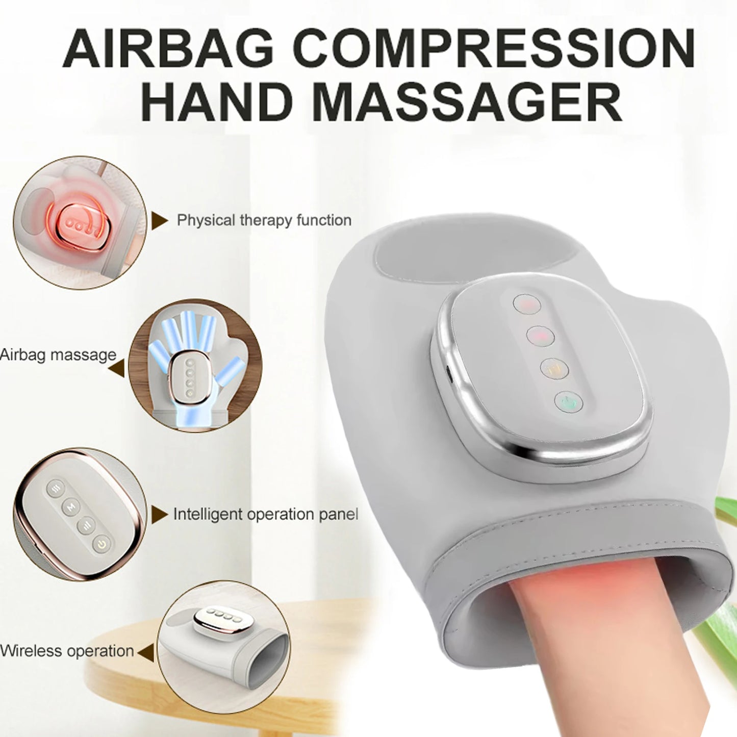 Wireless Electric Glove Hand Massager – Kneading Rollers for Wrists, Fingers & Palms